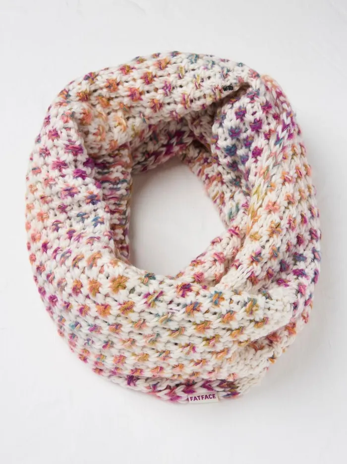 Women Scarves Fat Face Ivory Spacedye Knit Snood