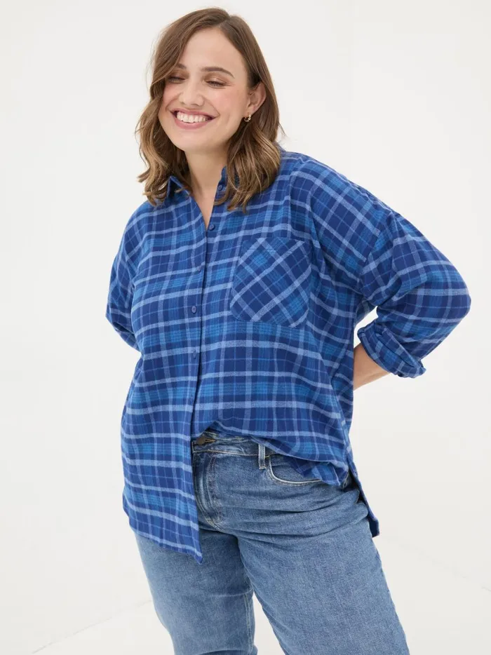 Women Shirts and Blouses Fat Face Blue 100 Cotton Carolin Check Shirt Women Shirts and Blouses Fat Face Blue 100 Cotton Carolin Check Shirt