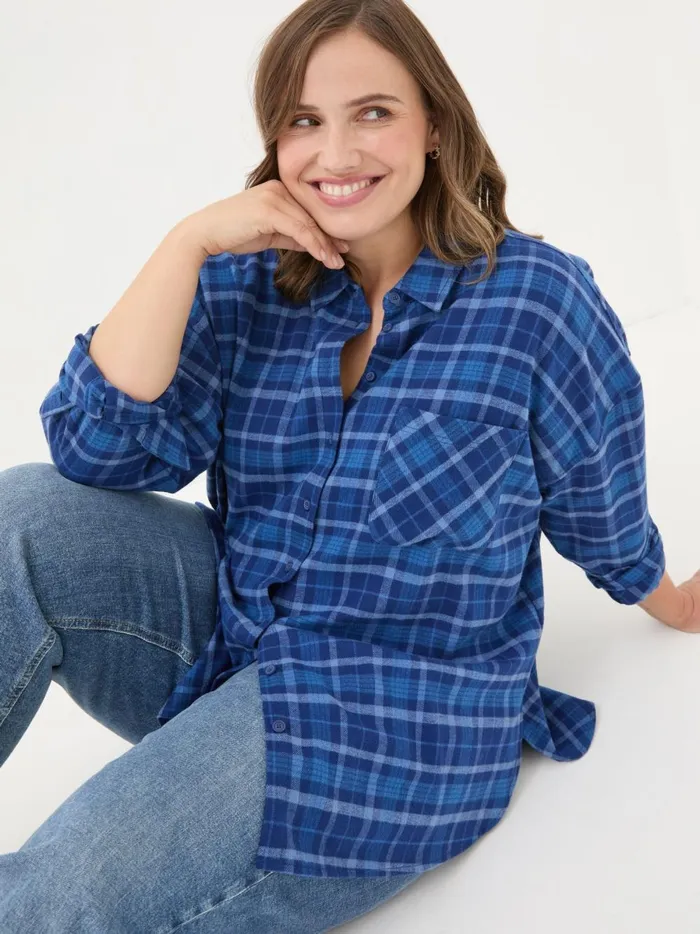Women Shirts and Blouses Fat Face Blue 100 Cotton Carolin Check Shirt Women Shirts and Blouses Fat Face Blue 100 Cotton Carolin Check Shirt