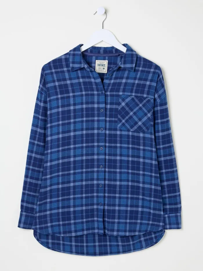 Women Shirts and Blouses Fat Face Blue 100 Cotton Carolin Check Shirt Women Shirts and Blouses Fat Face Blue 100 Cotton Carolin Check Shirt