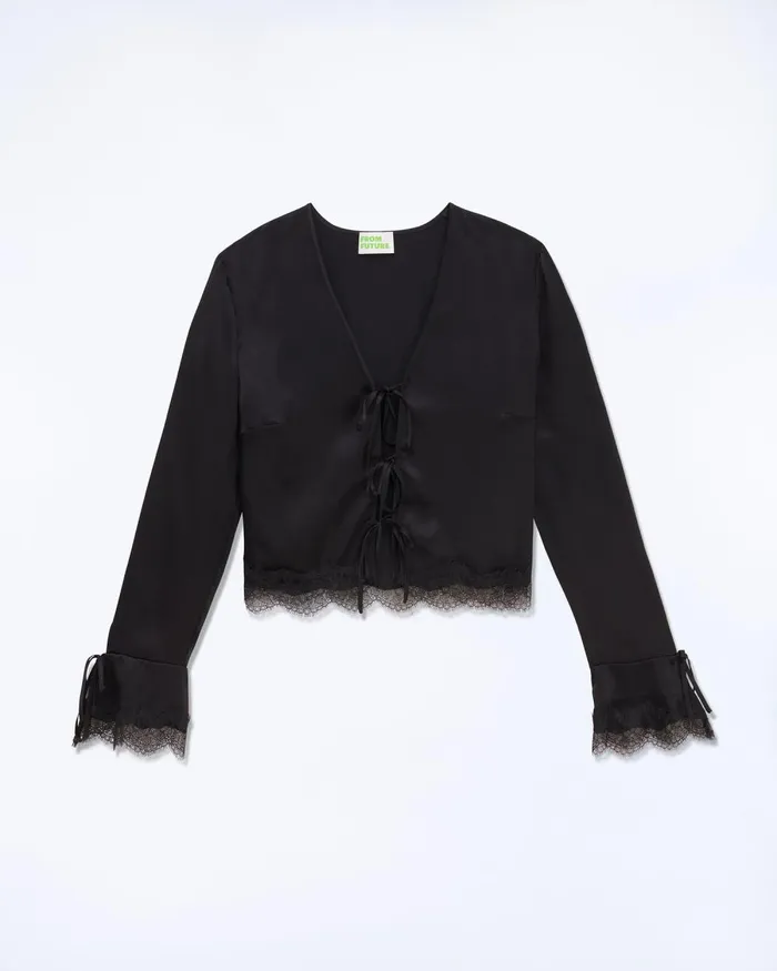 Women Shirts TShirts and Tops From Future Long Sleeve Top With Lace Edges Black Women Shirts TShirts and Tops From Future Long Sleeve Top With Lace Edges Black
