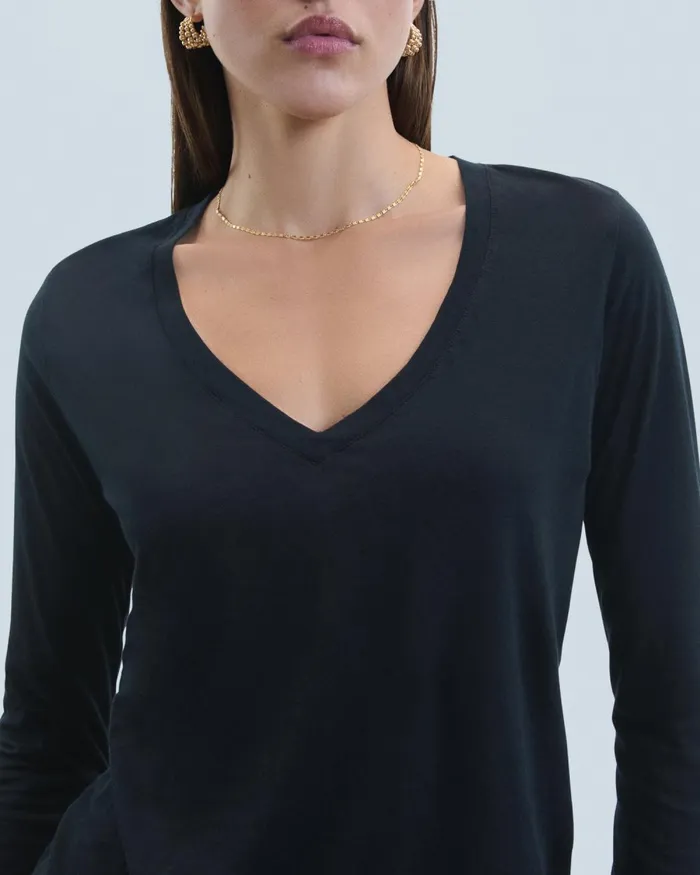 Women Shirts TShirts and Tops From Future Long Sleeve VNeck TShirt Black