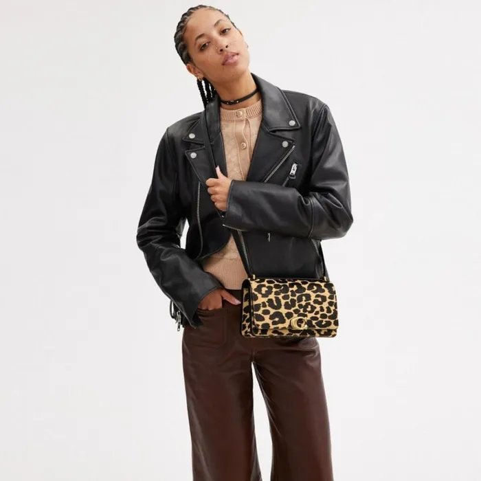 Women Shoulder Bags and Hobos Coach Bandit Shoulder Bag In Haircalf With Leopard Print Brassleopard