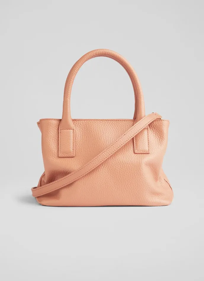 Women Shoulder Bags LKBennett Lilith Pink Grainy Leather Mini Tote Bag