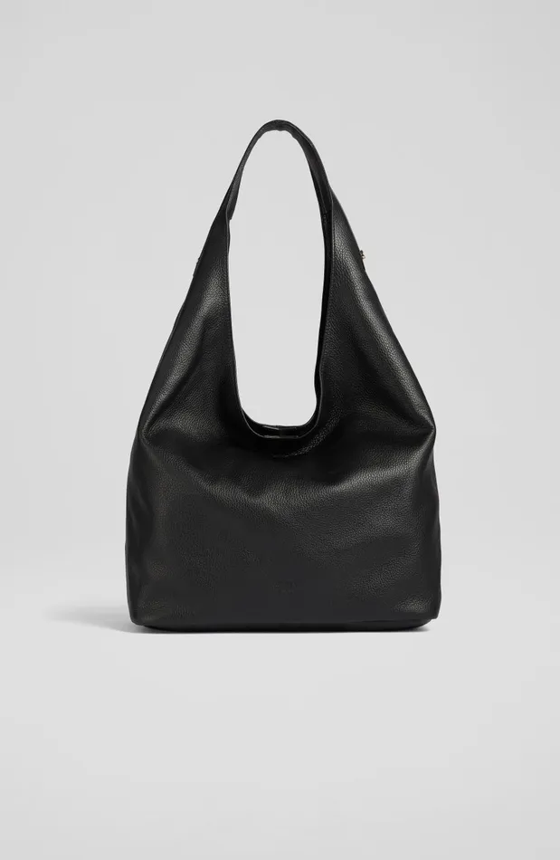 Women Shoulder Bags LKBennett Soula Black Leather Slouchy Shoulder Bag
