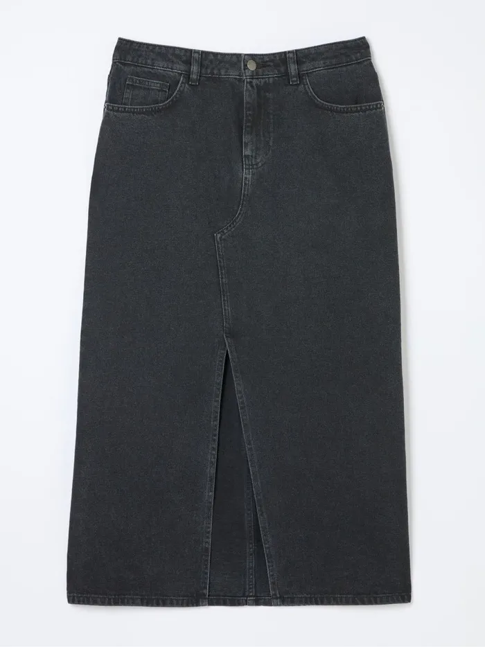 Women Skirts Fat Face Ava Black Denim Midi Skirt