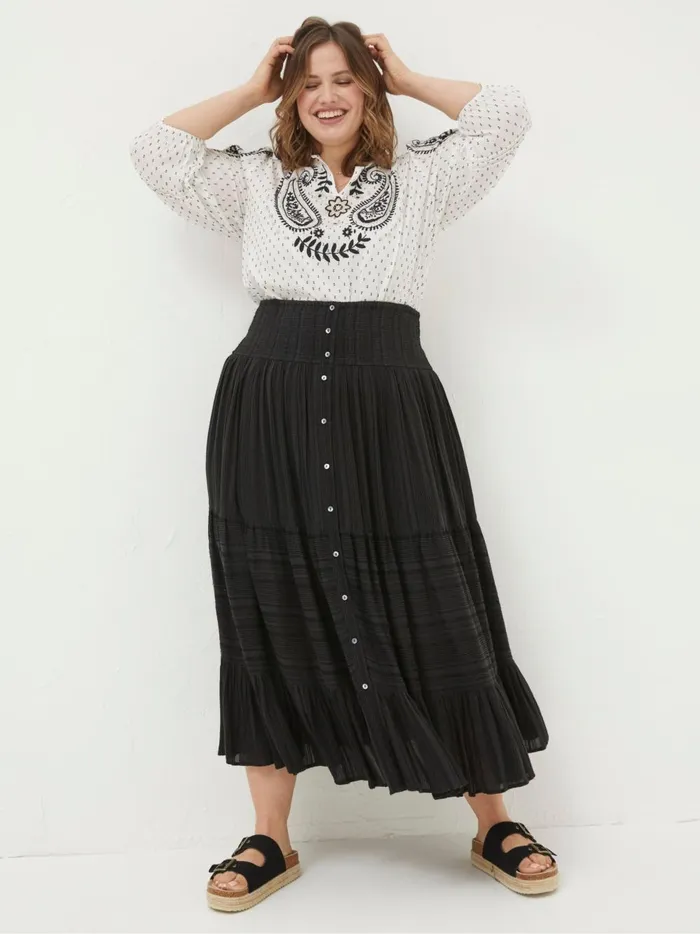 Women Skirts Fat Face Rhea Black Beach Maxi Skirt