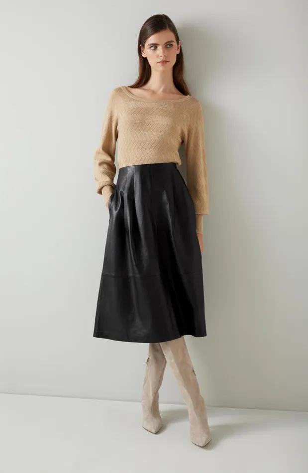 Women Skirts LKBennett Farrow Black Leather ALine Skirt Black Women Skirts LKBennett Farrow Black Leather ALine Skirt Black