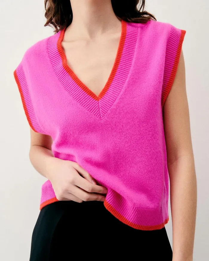 Women Sleeveless Sweaters From Future TwoTone Sleeveless Sweater Tropical Pink