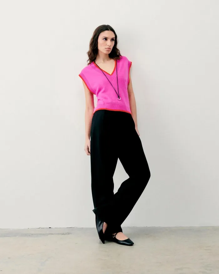 Women Sleeveless Sweaters From Future TwoTone Sleeveless Sweater Tropical Pink