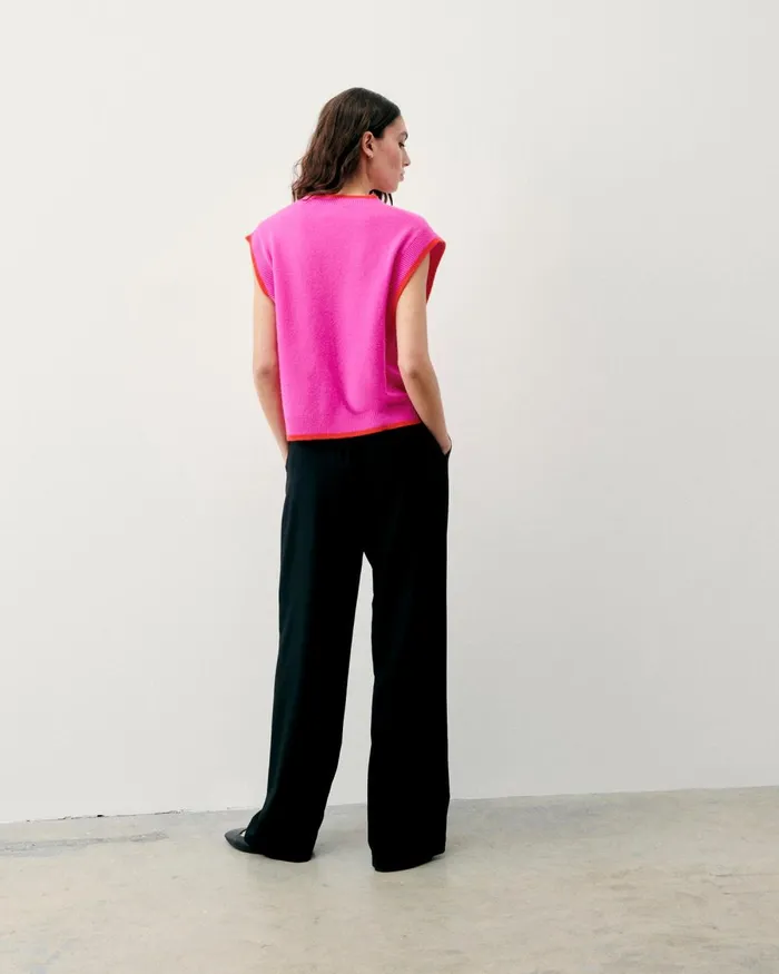 Women Sleeveless Sweaters From Future TwoTone Sleeveless Sweater Tropical Pink