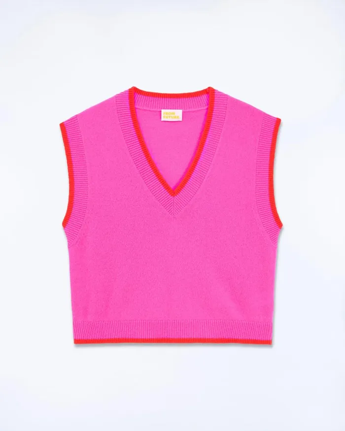 Women Sleeveless Sweaters From Future TwoTone Sleeveless Sweater Tropical Pink