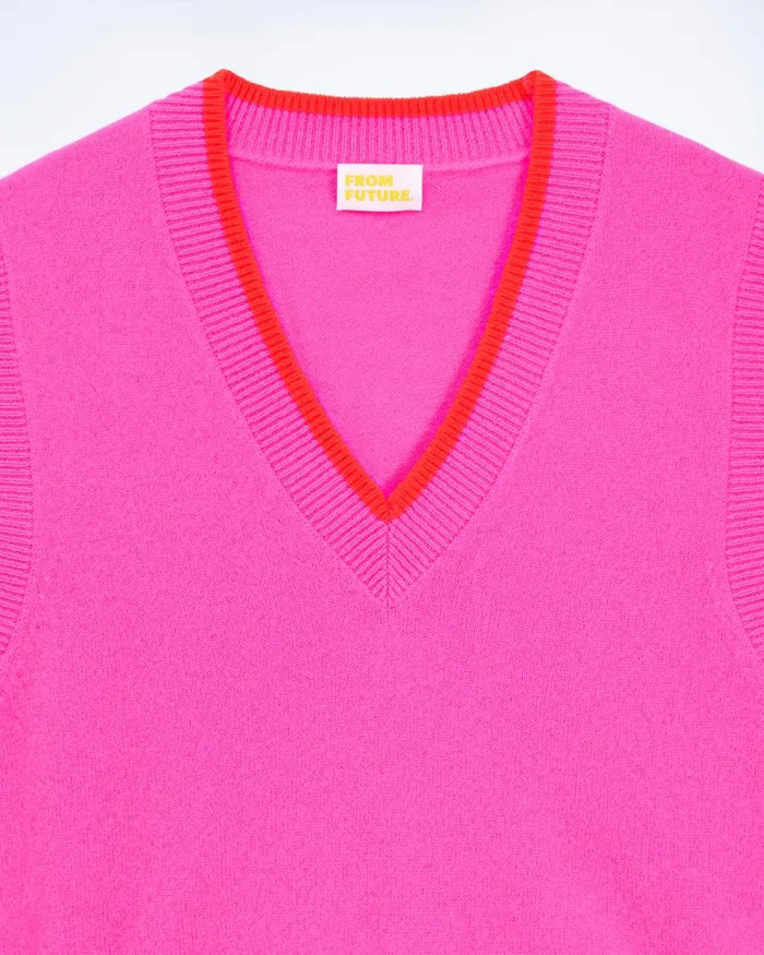 Women Sleeveless Sweaters From Future TwoTone Sleeveless Sweater Tropical Pink