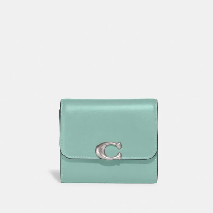 Women Small Wallets Coach Bandit Wallet Silverfaded Blue