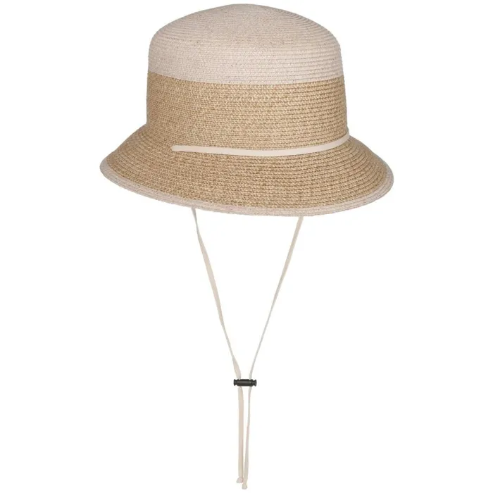 Women Straw Hats Mayser Twotone Block Fabric Hat With UV Protection Natural Beige