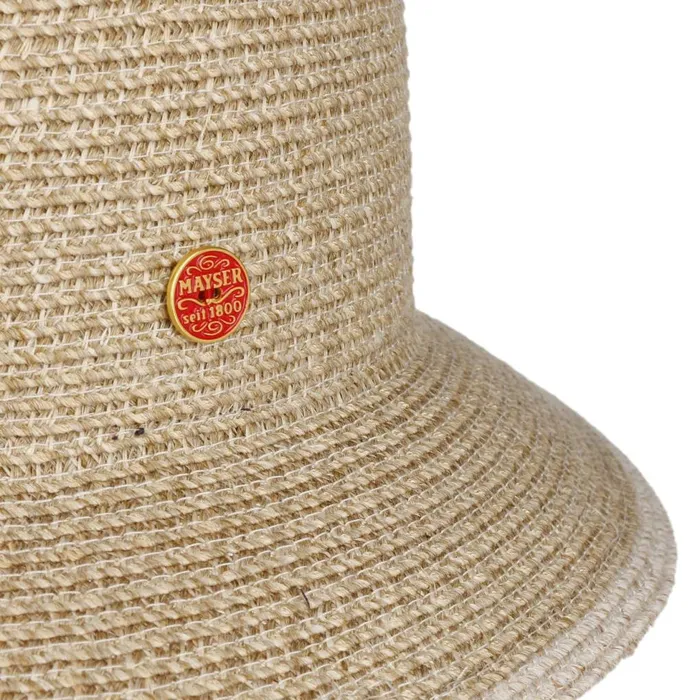 Women Straw Hats Mayser Twotone Block Fabric Hat With UV Protection Natural Beige