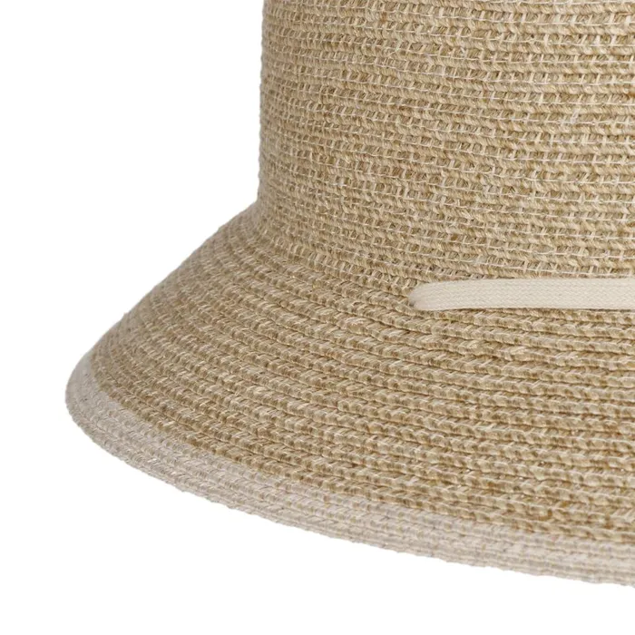 Women Straw Hats Mayser Twotone Block Fabric Hat With UV Protection Natural Beige