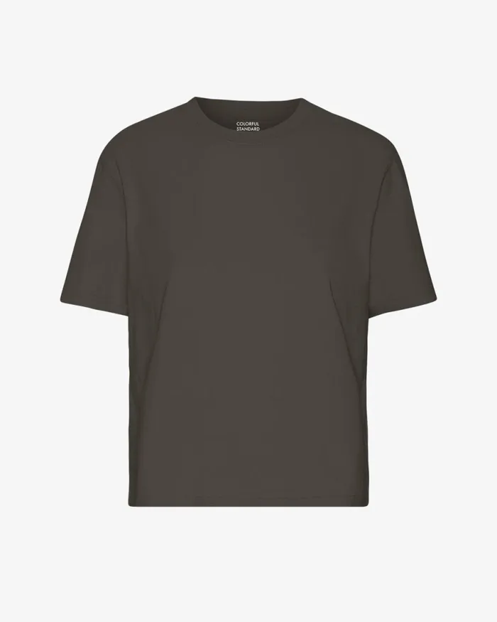 Women TShirts Colorful Standard Organic Boxy Crop Tee Coffee Brown