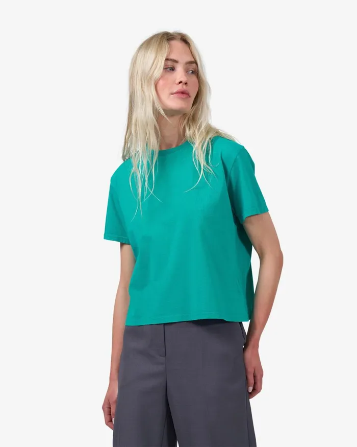 Women TShirts Colorful Standard Organic Boxy Crop Tee Coffee Brown