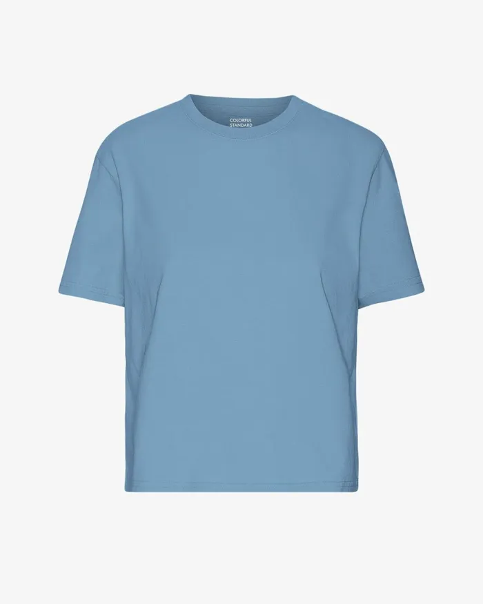 Women TShirts Colorful Standard Organic Boxy Crop Tee Seaside Blue