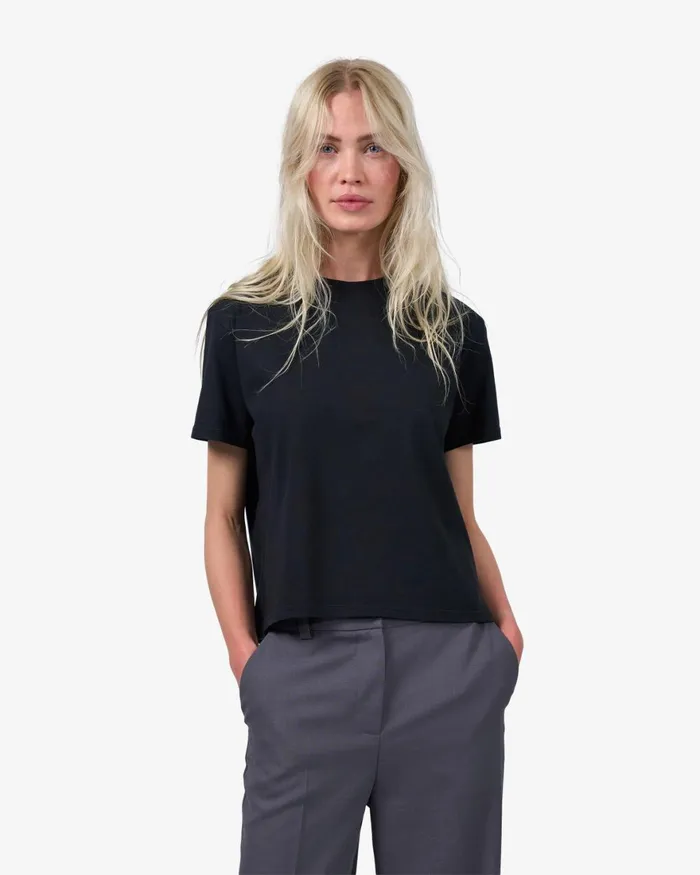 Women TShirts Colorful Standard Organic Boxy Crop Tee Seaside Blue