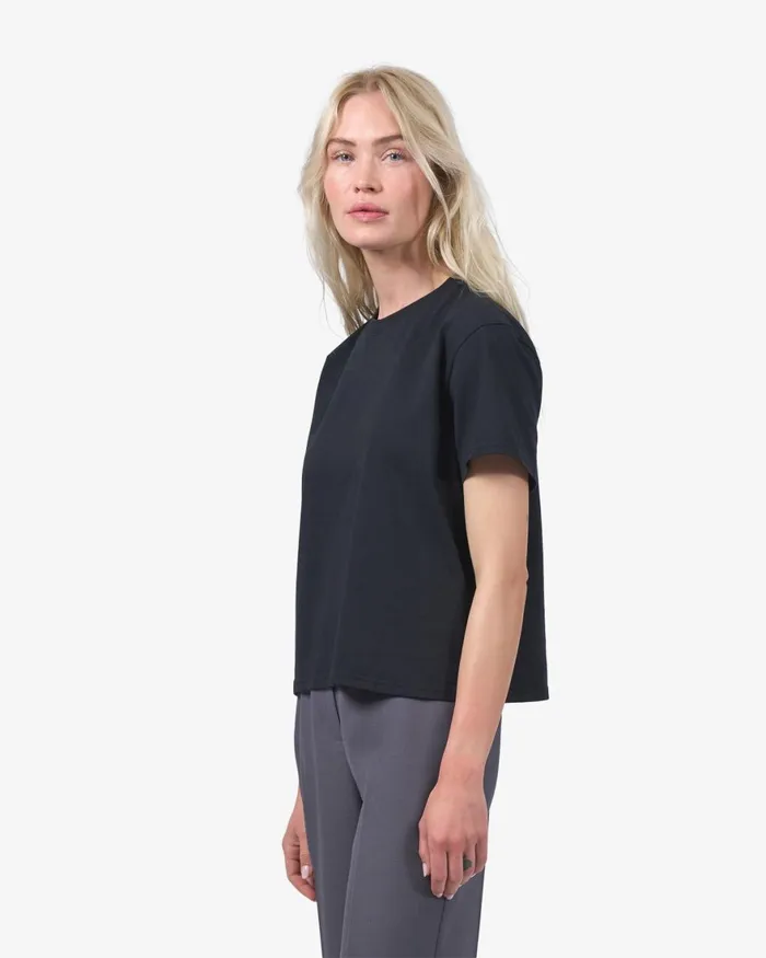 Women TShirts Colorful Standard Organic Boxy Crop Tee Seaside Blue