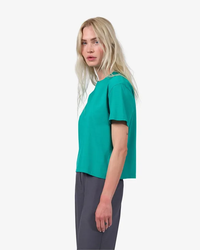 Women TShirts Colorful Standard Organic Boxy Crop Tee Tropical Sea