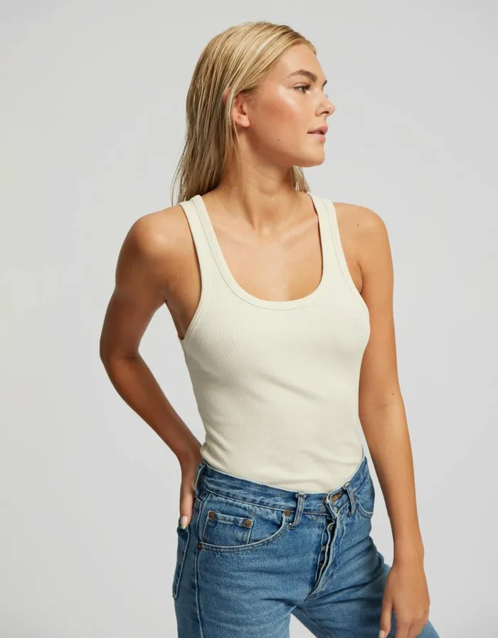Women Tank Tops Colorful Standard Women Organic Rib Tank Top Ivory White