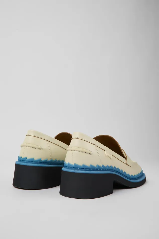 Women Taylor White And Blue Leather Loafers Camper Formal Shoes Women Taylor White And Blue Leather Loafers Camper Formal Shoes