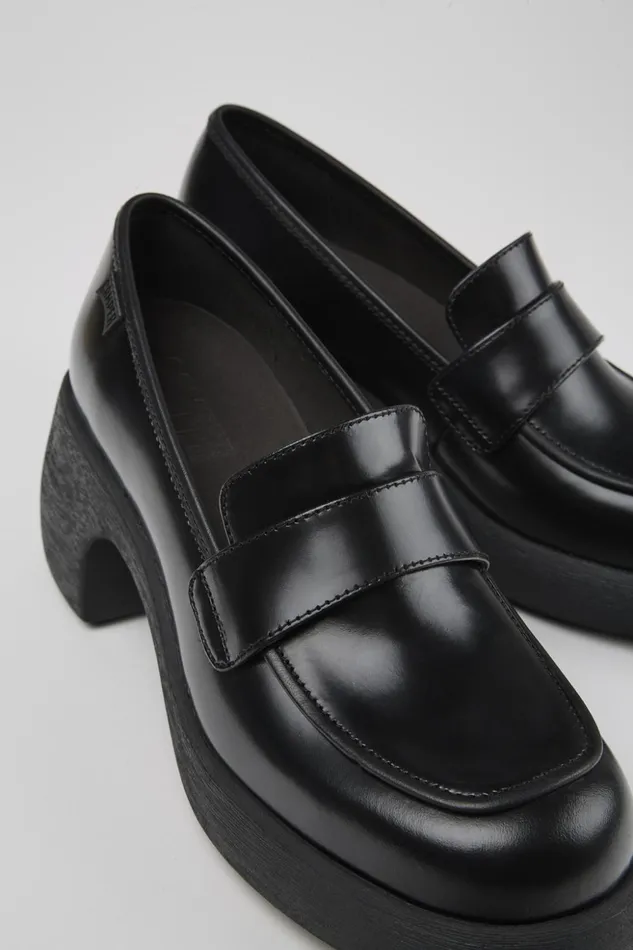 Women Thelma Black Leather Loafer Camper Formal Shoes