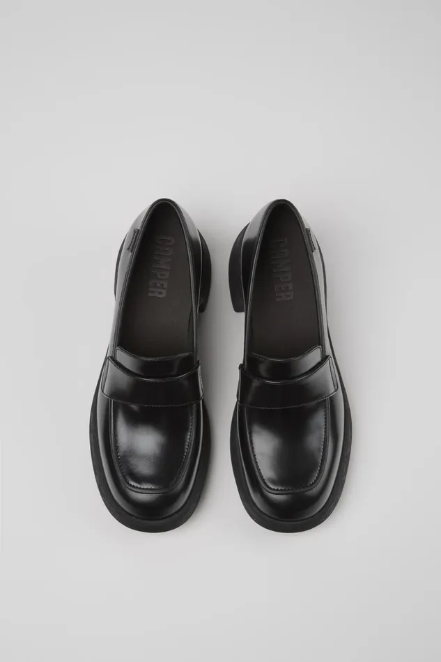 Women Thelma Black Leather Loafer Camper Formal Shoes Women Thelma Black Leather Loafer Camper Formal Shoes
