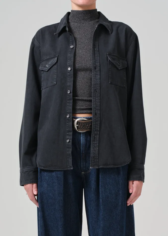 Women Tops Citizens Of Humanity Baby Shay Shirt In Washed Black