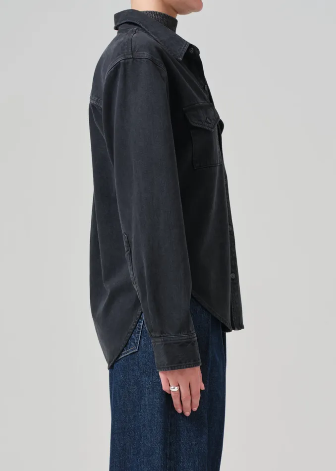 Women Tops Citizens Of Humanity Baby Shay Shirt In Washed Black