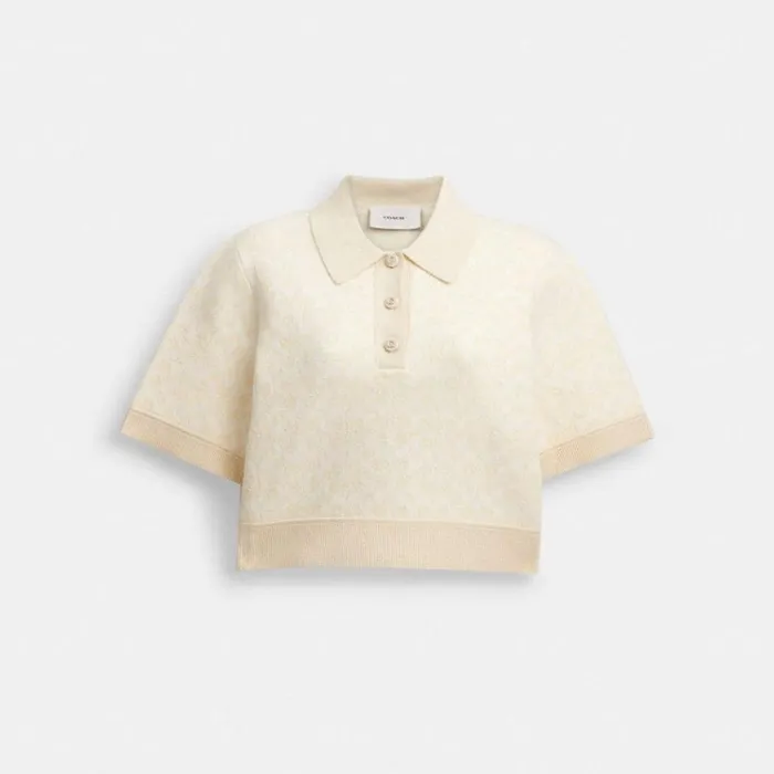 Women Tops Coach Sporty Cropped Polo Cream Multi