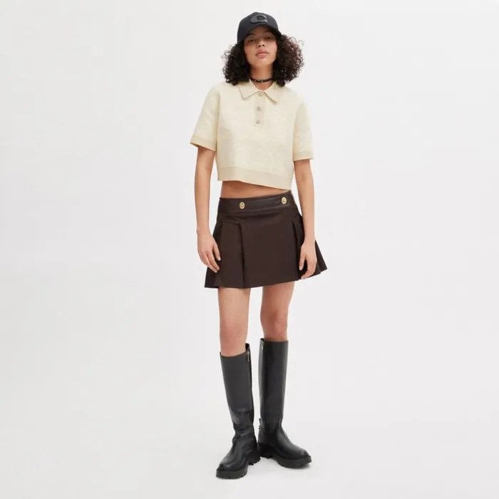 Women Tops Coach Sporty Cropped Polo Cream Multi