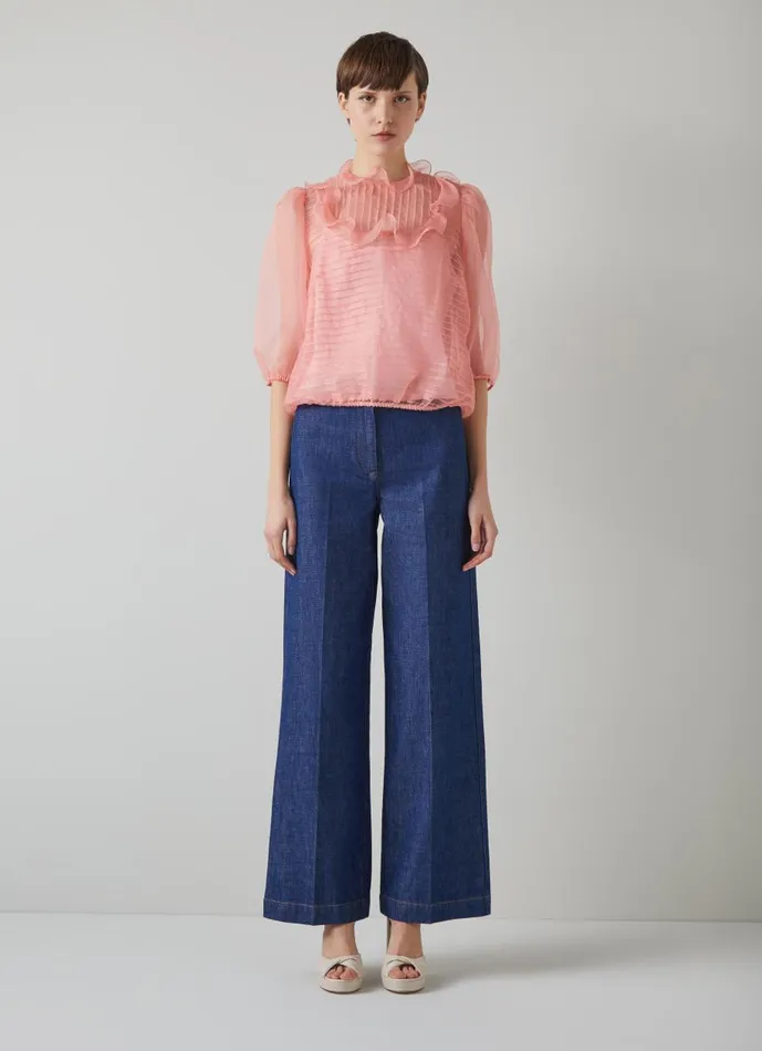 Women Tops LKBennett Maddie Pink Silk Organza Top Old Rose Women Tops LKBennett Maddie Pink Silk Organza Top Old Rose
