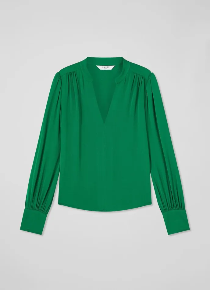Women Tops LKBennett Selina Green Collarless Blouse Green Women Tops LKBennett Selina Green Collarless Blouse Green