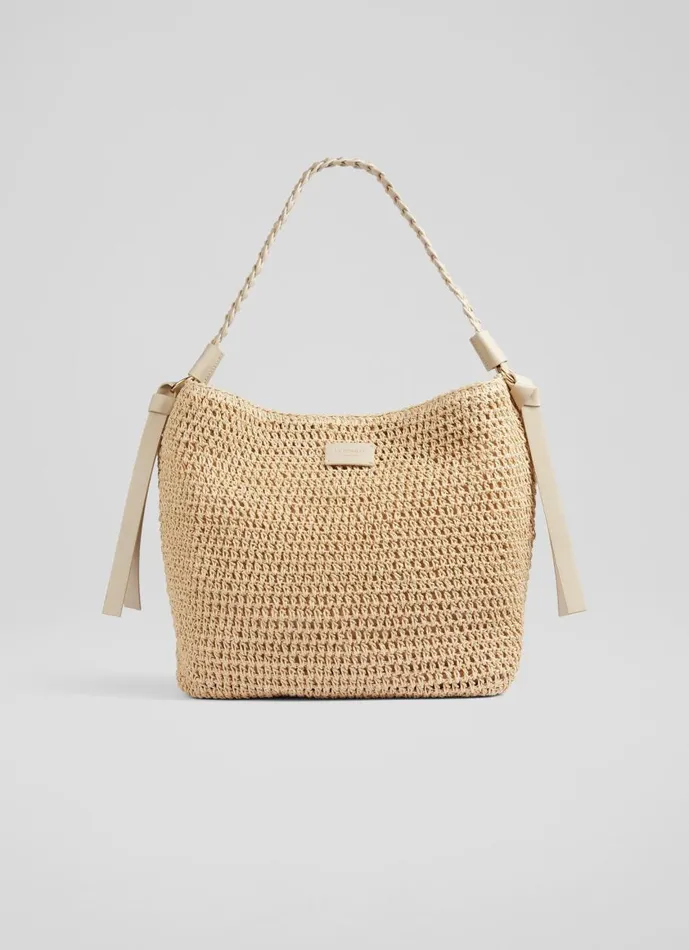 Women Tote Bags LKBennett Isabella Natural Raffia Bag
