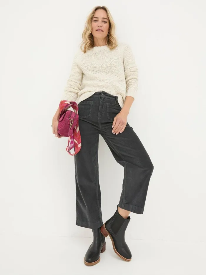 Women Trousers and Leggings Fat Face Keswick Charcoal Grey Wide Leg Crop Jeans Women Trousers and Leggings Fat Face Keswick Charcoal Grey Wide Leg Crop Jeans