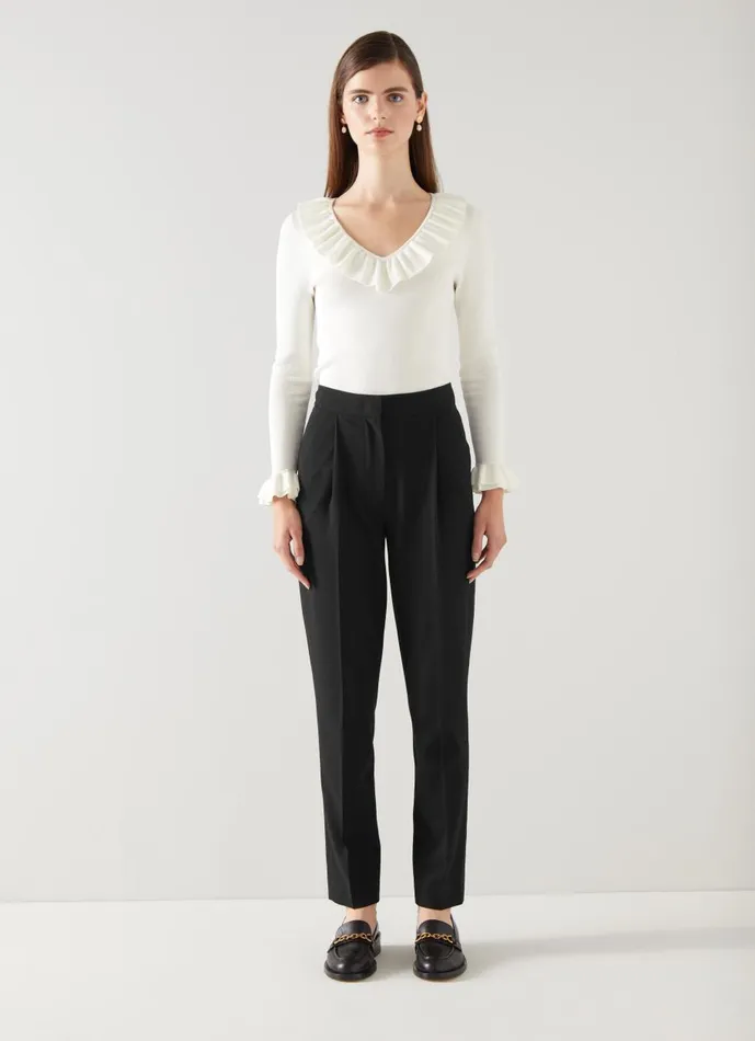 Women Trousers LKBennett Lilly Black Crepe Tailored Trousers Black