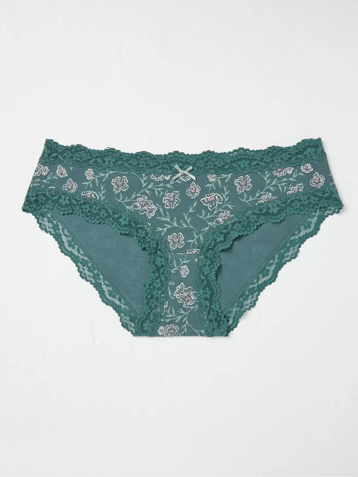 Women Underwear Fat Face Esme Green Floral Short Knickers