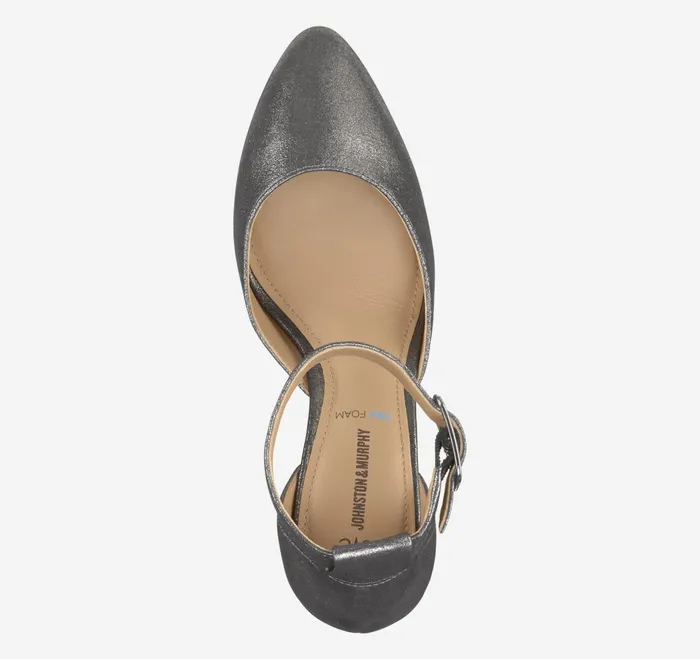 Women Vicki Ankle Strap Pewter Metallic Kid Suede JohnstonandMurphy Heels and Platform Wedges Women Vicki Ankle Strap Pewter Metallic Kid Suede JohnstonandMurphy Heels and Platform Wedges