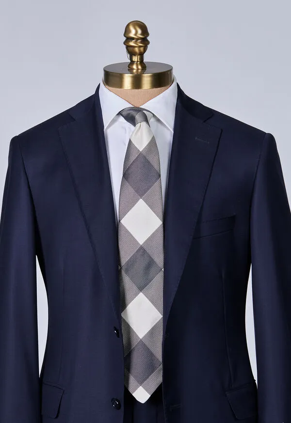 Woven Silk Oversized Check Tie Charcoal Ties Paulstuart Mens Woven Silk Oversized Check Tie Charcoal Ties Paulstuart Mens