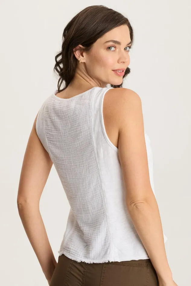 XCVI Kirkley GauzeJersey VNeck Tank Women Tanks