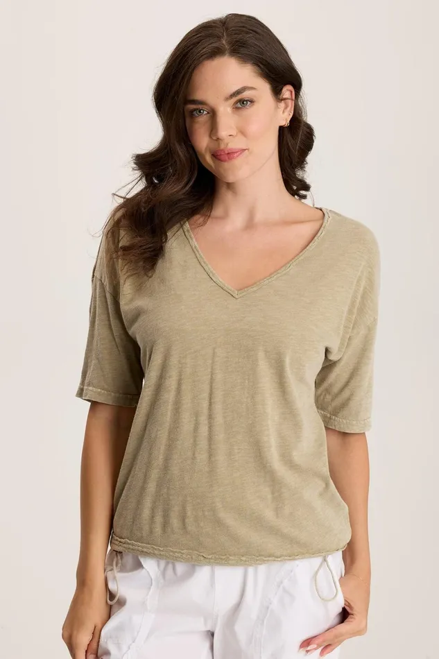 XCVI Rajni VNeck Cinchable Hem Tee Women Tees