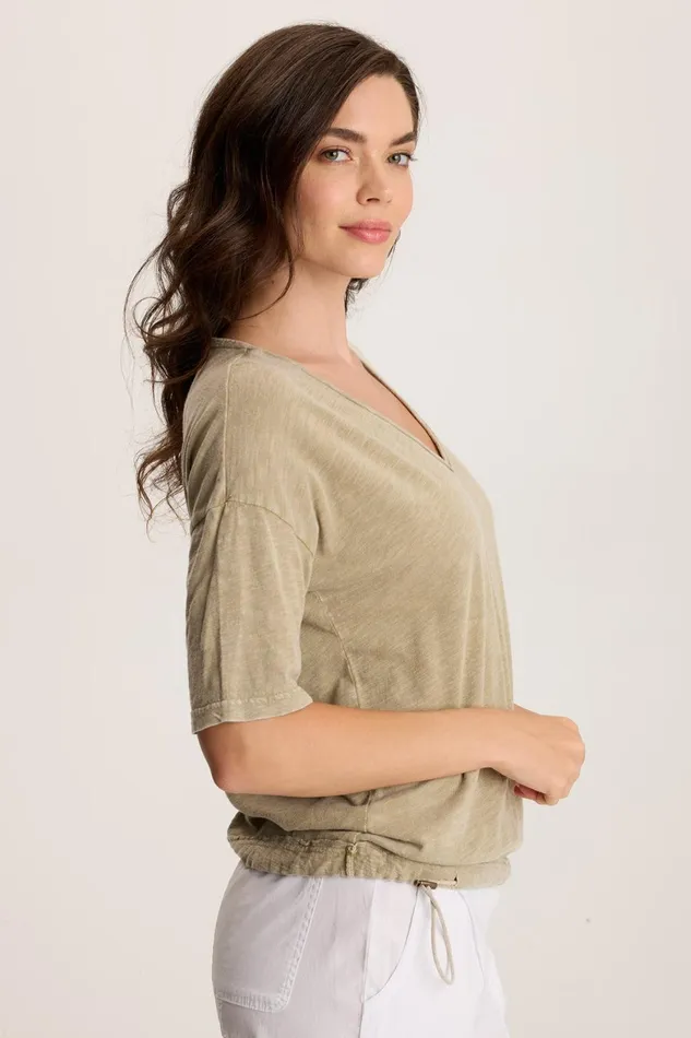 XCVI Rajni VNeck Cinchable Hem Tee Women Tees