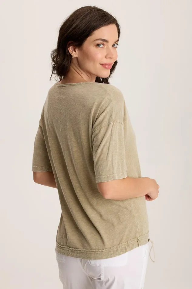 XCVI Rajni VNeck Cinchable Hem Tee Women Tees