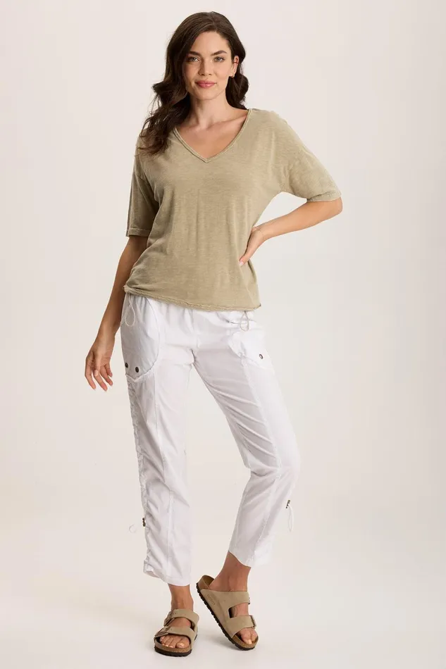 XCVI Rajni VNeck Cinchable Hem Tee Women Tees