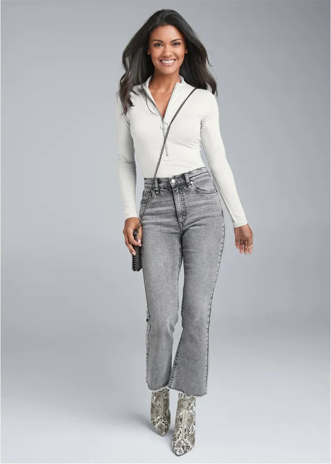 Zipper Mockneck Top Off White Women VENUS Venus Basics Tops