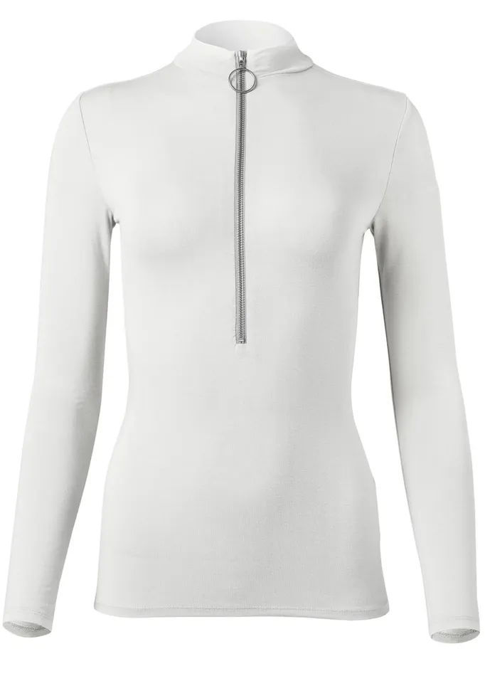 Zipper Mockneck Top Off White Women VENUS Venus Basics Tops